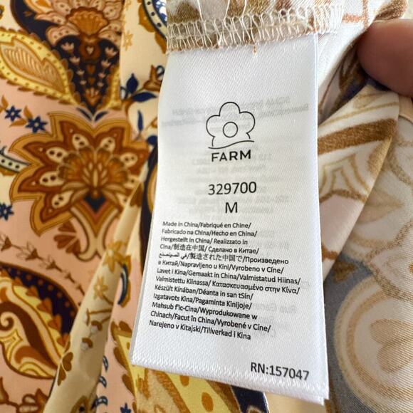 Farm Rio Boho Paisley Midi Dress Beige Long Sleeve Size Medium NWT - Picture 6 of 13
